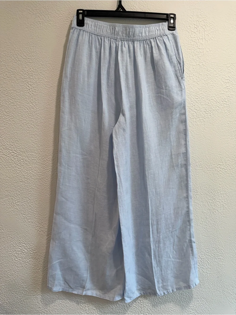 Laura Ashley 100% Linen Light Blue Wide Leg Trousers High Waisted Size Medium - Picture 2 of 9